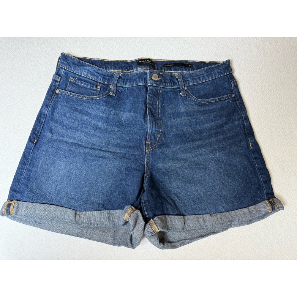 Banana Republic Premium Denim Women's High Rise Shorts Size 33‎ Blue Jean Cuffed